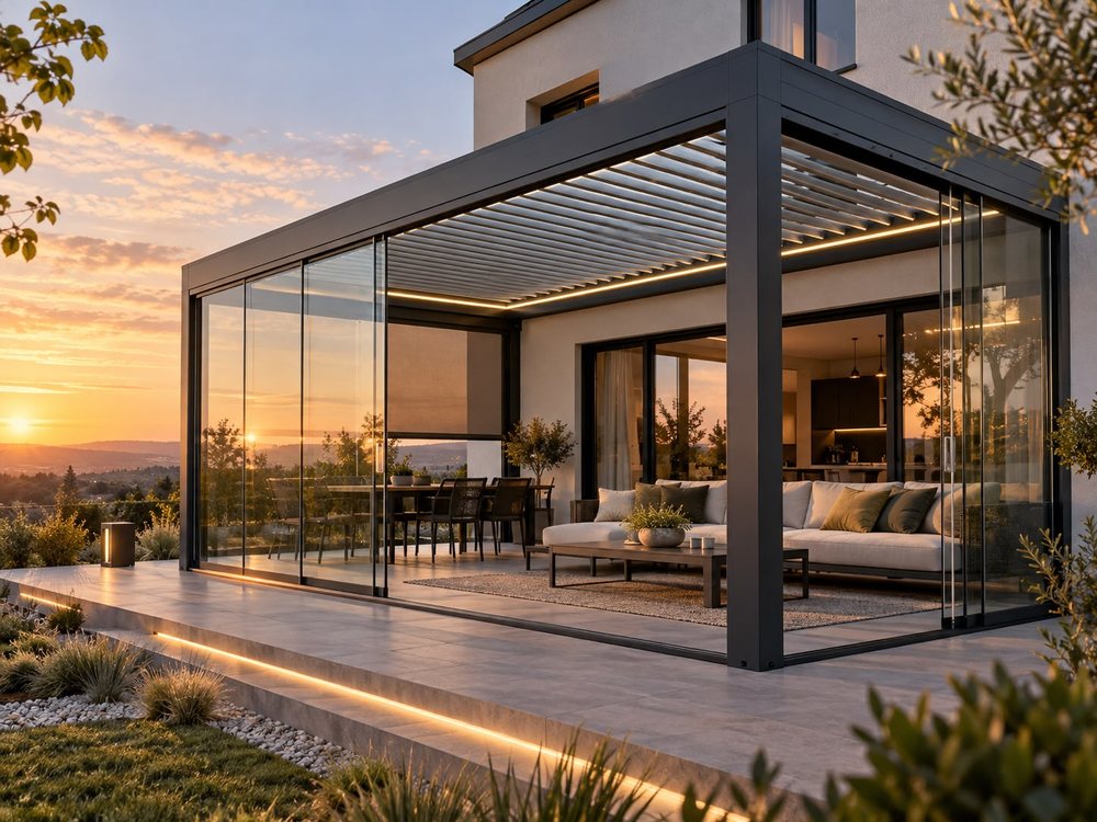 Pergola bioclimatique à lames orientables