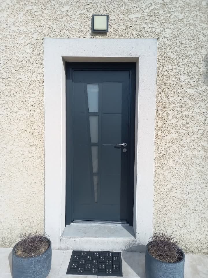 Porte d'entrée grise